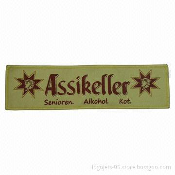 Woven Patch Label with Heat Cut Border, Customized Designs are Welcome